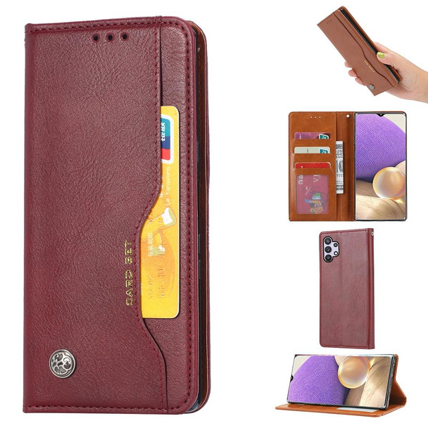 Samsung Galaxy A32 5G Knead Skin Texture Horizontal Flip Leather Case with Photo Frame & Holder & Card Slots & Wallet(Wine Red)