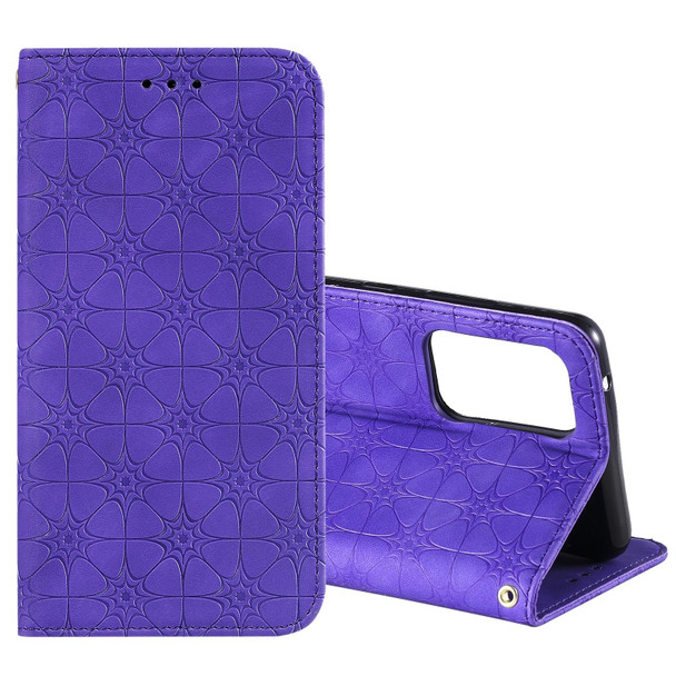 Samsung Galaxy A52 5G / 4G Lucky Flowers Embossing Pattern Magnetic Horizontal Flip Leather Case with Holder & Card Slots(Purple)