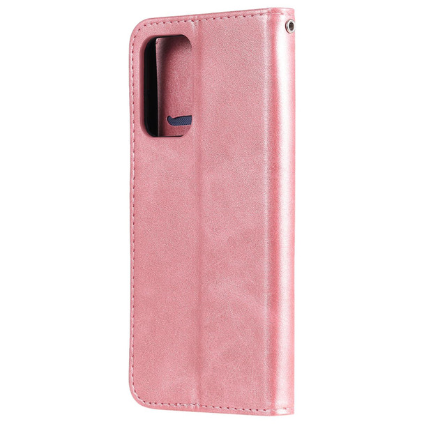 Samsung Galaxy A72 5G/4G Fashion Calf Texture Zipper Horizontal Flip Leather Case with Stand & Card Slots & Wallet Function(Rose Gold)