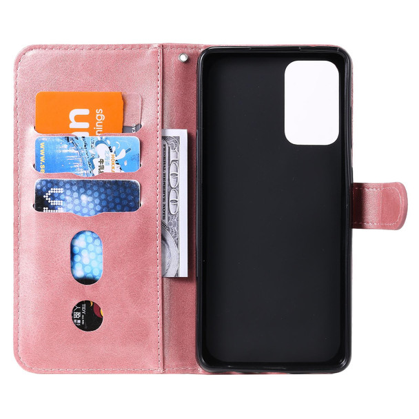 Samsung Galaxy A72 5G/4G Fashion Calf Texture Zipper Horizontal Flip Leather Case with Stand & Card Slots & Wallet Function(Rose Gold)