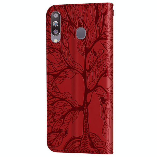 Samsung Galaxy A8s Life of Tree Embossing Pattern Horizontal Flip Leather Case with Holder & Card Slot & Wallet & Photo Frame & Lanyard(Red)