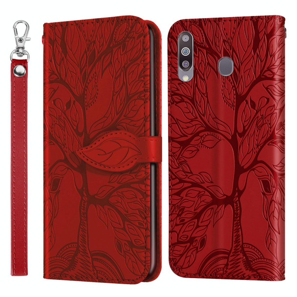 Samsung Galaxy A8s Life of Tree Embossing Pattern Horizontal Flip Leather Case with Holder & Card Slot & Wallet & Photo Frame & Lanyard(Red)