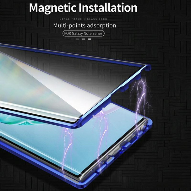 Samsung Galaxy Note10 Magnetic Metal Frame Double-sided Tempered Glass Case(Silver)