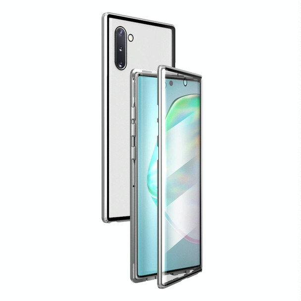Samsung Galaxy Note10 Magnetic Metal Frame Double-sided Tempered Glass Case(Silver)