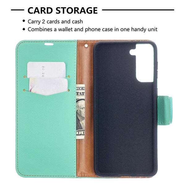 Samsung Galaxy S21+ 5G Litchi Texture Pure Color Horizontal Flip Leather Case with Holder & Card Slots & Wallet & Lanyard(Green)