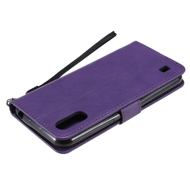 Samsung Galaxy M01 Solid Color Horizontal Flip Protective Leather Case with Holder & Card Slots & Wallet & Photo Frame & Lanyard(Purple)