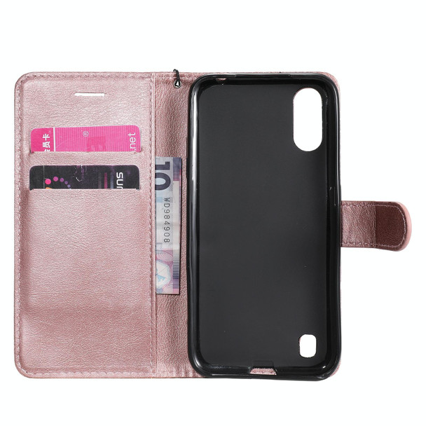 Samsung Galaxy A01 Solid Color Horizontal Flip Protective Leather Case with Holder & Card Slots & Wallet & Photo Frame & Lanyard(Rose Gold)