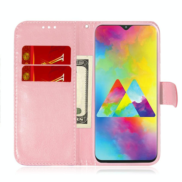 Galaxy M20 Solid Color Colorful Magnetic Buckle Horizontal Flip PU Leather Case with Holder & Card Slots & Wallet & Lanyard(Pink)