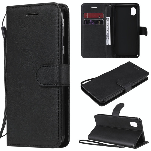 Samsung Galaxy A01 Core Solid Color Horizontal Flip Protective Leather Case with Holder & Card Slots & Wallet & Photo Frame & Lanyard(Black)