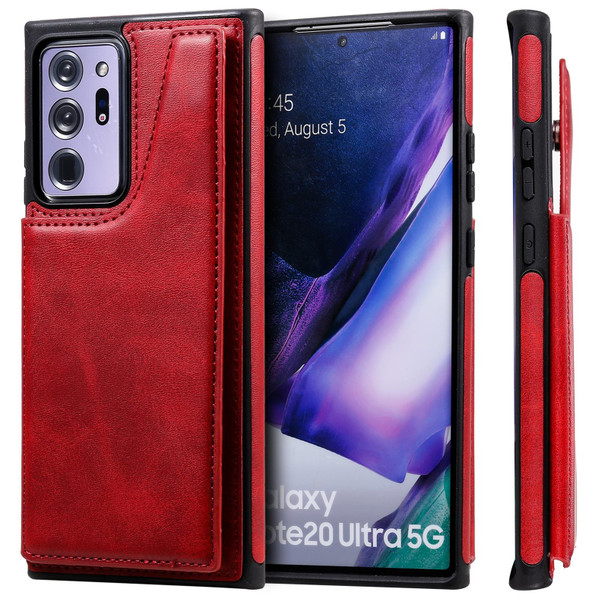 Shockproof Calf Texture Protective Case with Holder & Card Slots & Frame - Samsung Galaxy Note20 Ultra(Red)