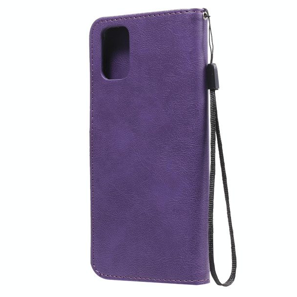 Samsung Galaxy M51 Solid Color Horizontal Flip Protective Leather Case with Holder & Card Slots & Wallet & Photo Frame & Lanyard(Purple)