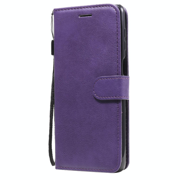 Samsung Galaxy M51 Solid Color Horizontal Flip Protective Leather Case with Holder & Card Slots & Wallet & Photo Frame & Lanyard(Purple)