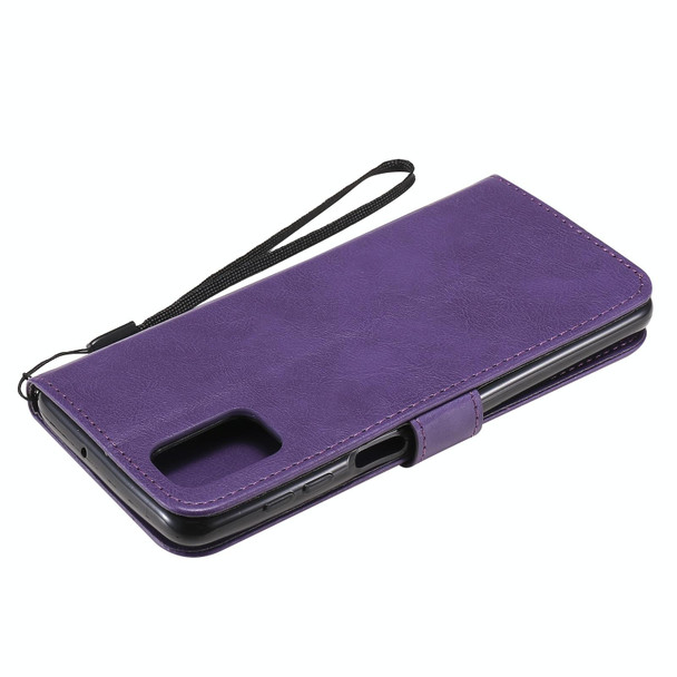 Samsung Galaxy M51 Solid Color Horizontal Flip Protective Leather Case with Holder & Card Slots & Wallet & Photo Frame & Lanyard(Purple)