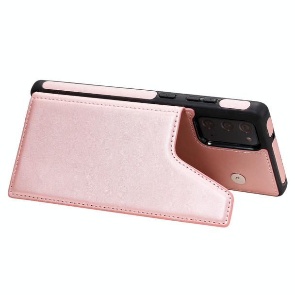 Shockproof Calf Texture Protective Case with Holder & Card Slots & Frame - Samsung Galaxy Note20(Rose Gold)