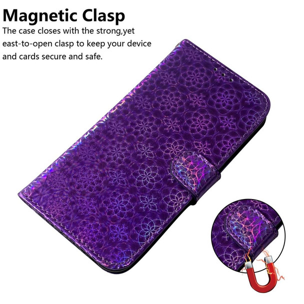 Galaxy A70 Solid Color Colorful Magnetic Buckle Horizontal Flip PU Leather Case with Holder & Card Slots & Wallet & Lanyard(Purple)