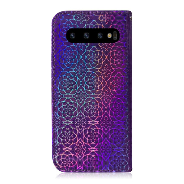 Galaxy S10 Plus Solid Color Colorful Magnetic Buckle Horizontal Flip PU Leather Case with Holder & Card Slots & Wallet & Lanyard(Purple)