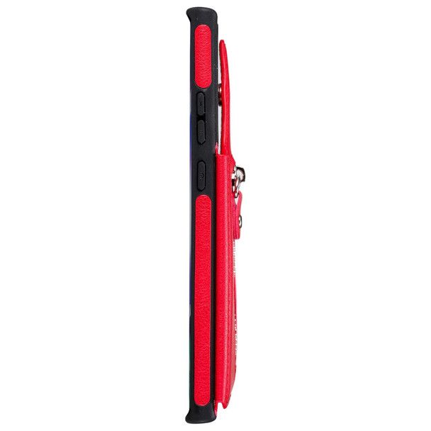 Solid Color Double Buckle Zipper Shockproof Protective Case - Samsung Galaxy Note20 Ultra(Red)
