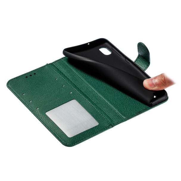 Feather Pattern Litchi Texture Horizontal Flip Leatherette Case with Wallet & Holder & Card Slots - Galaxy A10(Green)