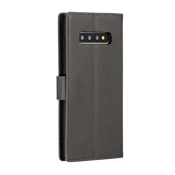 Feather Pattern Litchi Texture Horizontal Flip Leatherette Case with Wallet & Holder & Card Slots - Galaxy S10+(Gray)
