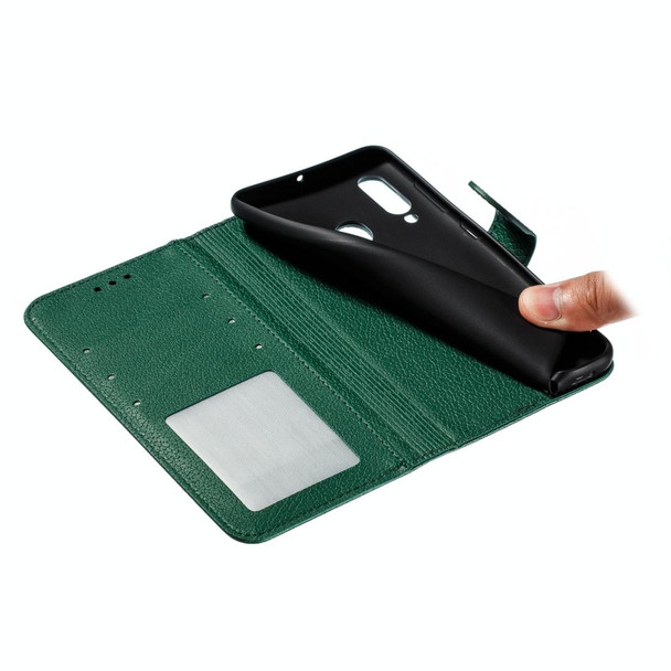 Feather Pattern Litchi Texture Horizontal Flip Leatherette Case with Wallet & Holder & Card Slots - Galaxy A60(Green)