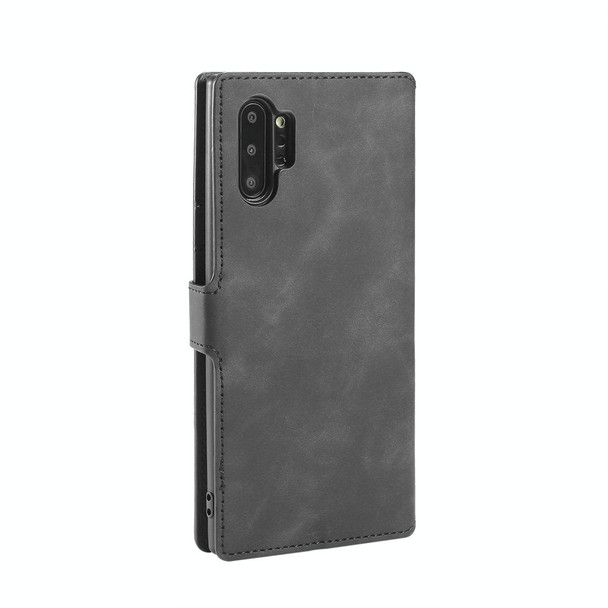 DG.MING Retro Oil Side Horizontal Flip Case with Holder & Card Slots & Wallet for Galaxy Note 10+(Black)