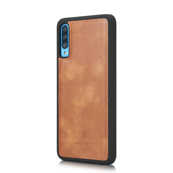 DG.MING Crazy Horse Texture Flip Detachable Magnetic Leatherette Case with Holder & Card Slots & Wallet for Galaxy A70(Brown)