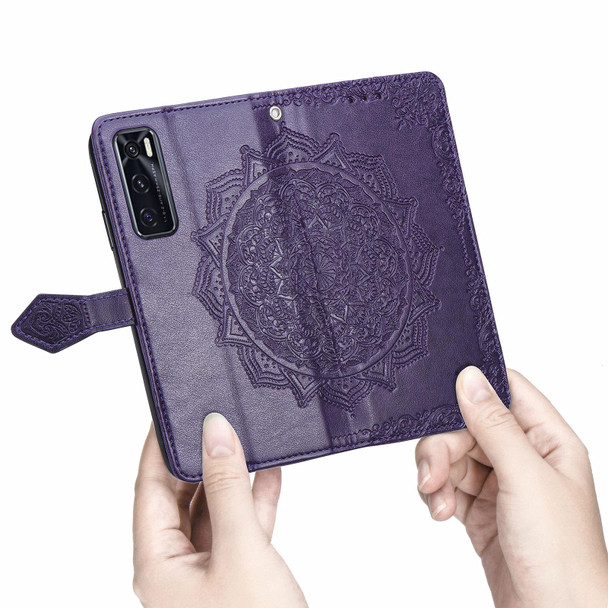 vivo V20 SE Mandala Embossing Pattern Horizontal Flip Leather Case with Holder & Card Slots & Wallet & Lanyard(Purple)