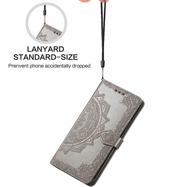 vivo V20 SE Mandala Embossing Pattern Horizontal Flip Leather Case with Holder & Card Slots & Wallet & Lanyard(Gray)