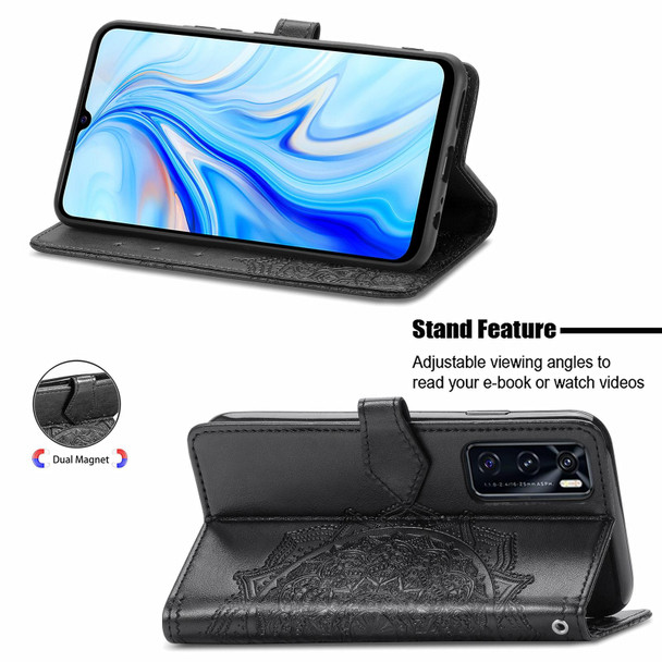 vivo V20 SE Mandala Embossing Pattern Horizontal Flip Leather Case with Holder & Card Slots & Wallet & Lanyard(Black)