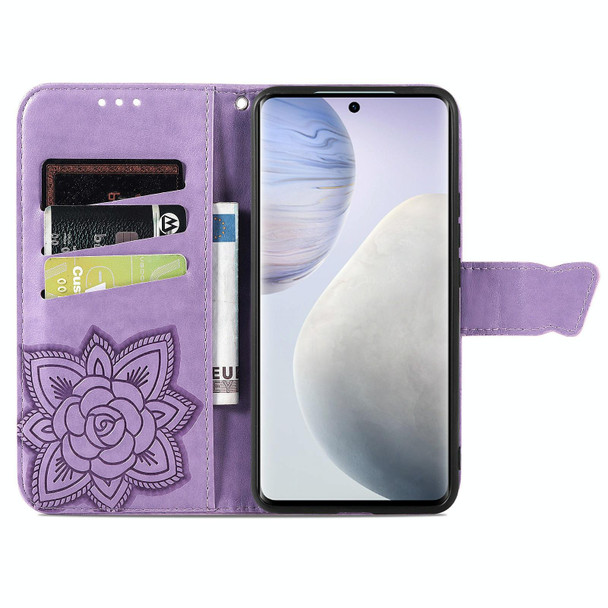 vivo X60 Pro Butterfly Love Flowers Embossed Horizontal Flip Leather Case with Holder & Card Slots & Wallet & Lanyard(Light Purple)