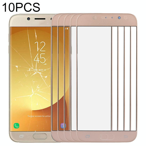 10 PCS Front Screen Outer Glass Lens for Samsung Galaxy J7 (2017) / J730(Gold)