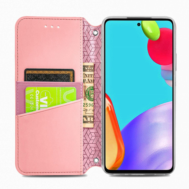Samsung Galaxy A72 5G / 4G Blooming Mandala Embossed Pattern Magnetic Horizontal Flip Leather Case with Holder & Card Slots & Wallet(Pink)