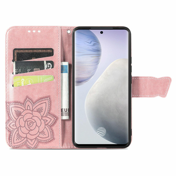 vivo X60 Pro+ Butterfly Love Flowers Embossed Horizontal Flip Leather Case with Holder & Card Slots & Wallet & Lanyard(Rose Gold)