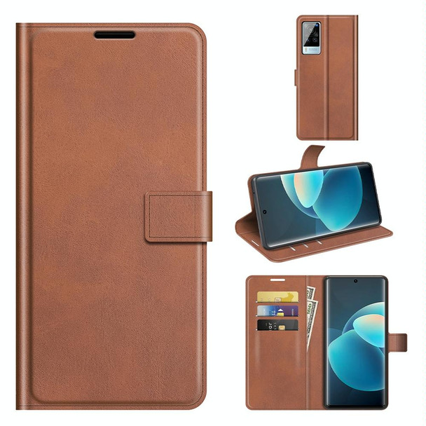 vivo X60 Pro Retro Calf Pattern Buckle Horizontal Flip Leather Case with Holder & Card Slots & Wallet(Light Brown)