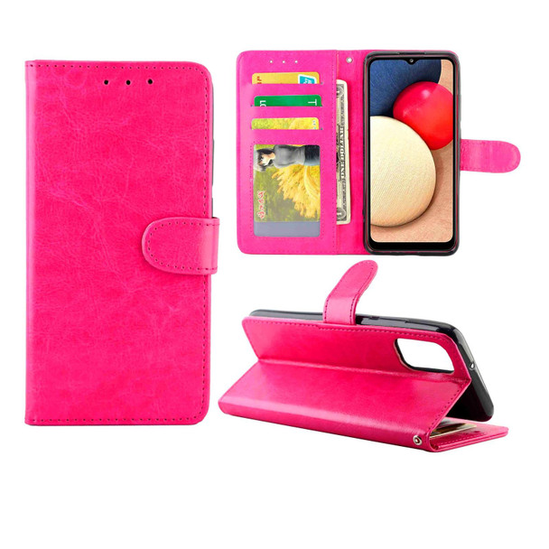 Samsung Galaxy A02S Crazy Horse Texture Leather Horizontal Flip Protective Case with Holder & Card Slots & Wallet & Photo Frame(Rose Red)