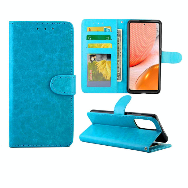 Samsung Galaxy A72 5G / 4G Crazy Horse Texture Leather Horizontal Flip Protective Case with Holder & Card Slots & Wallet & Photo Frame(Baby Blue)