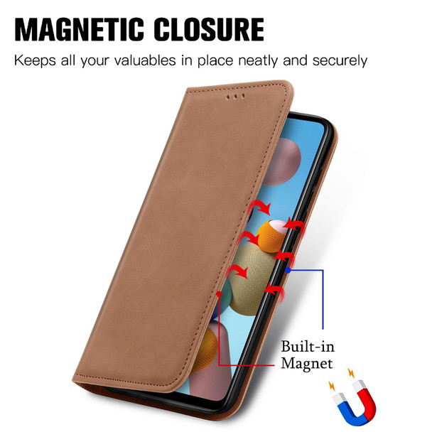 Samsung Galaxy A21s (EU) Retro Skin Feel Business Magnetic Horizontal Flip Leather Case with Holder & Card Slots & Wallet & Photo Frame(Brown)