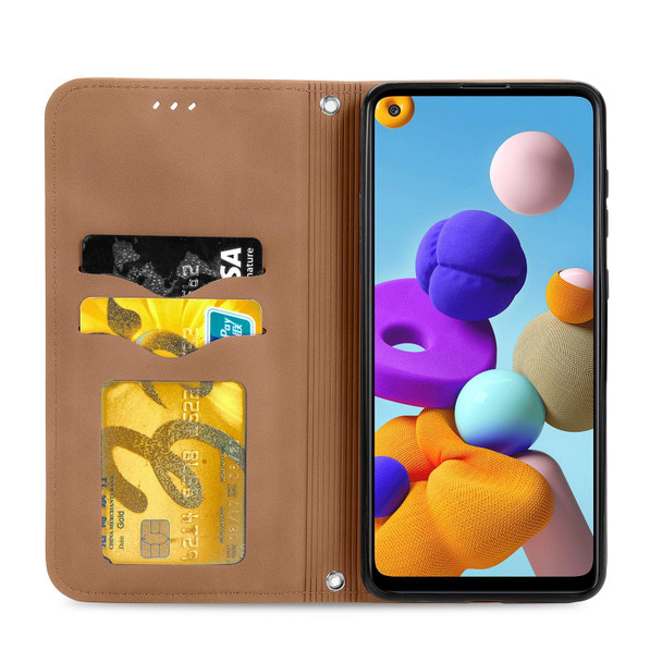 Samsung Galaxy A21s (EU) Retro Skin Feel Business Magnetic Horizontal Flip Leather Case with Holder & Card Slots & Wallet & Photo Frame(Brown)