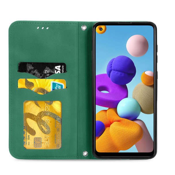 Samsung Galaxy A21s (EU) Retro Skin Feel Business Magnetic Horizontal Flip Leather Case with Holder & Card Slots & Wallet & Photo Frame(Green)