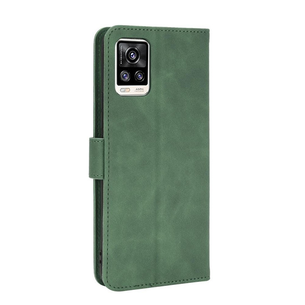 vivo V20 4G (Indian Version) Solid Color Skin Feel Magnetic Buckle Horizontal Flip Calf Texture PU Leather Case with Holder & Card Slots & Wallet(Green)