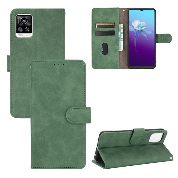 vivo V20 4G (Indian Version) Solid Color Skin Feel Magnetic Buckle Horizontal Flip Calf Texture PU Leather Case with Holder & Card Slots & Wallet(Green)