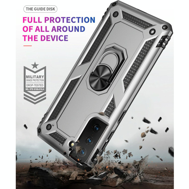 Samsung Galaxy S21+ 5G Shockproof TPU + PC Protective Case with 360 Degree Rotating Holder(Silver)