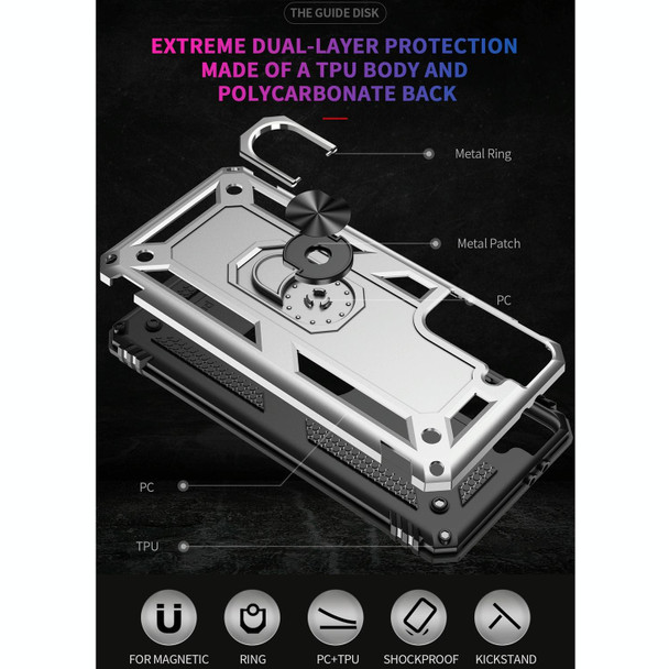 Samsung Galaxy S21+ 5G Shockproof TPU + PC Protective Case with 360 Degree Rotating Holder(Silver)