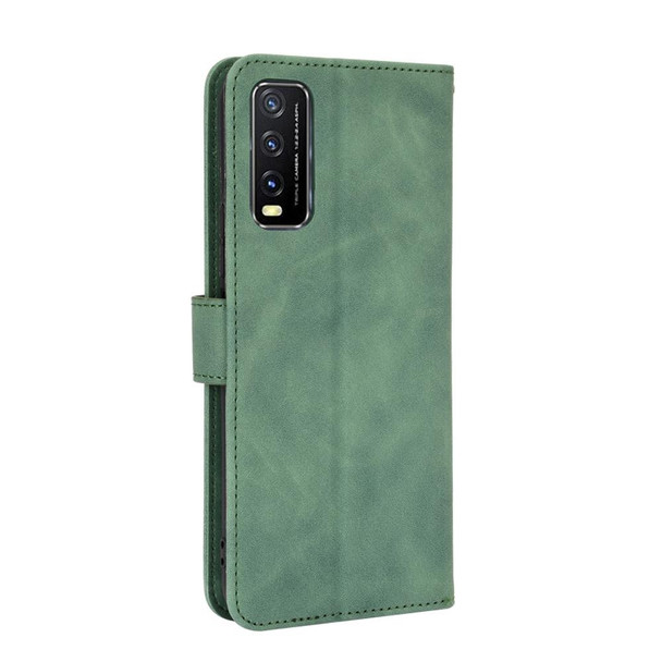 Vivo Y20 / Y20i (Indian) Solid Color Skin Feel Magnetic Buckle Horizontal Flip Calf Texture PU Leather Case with Holder & Card Slots & Wallet(Green)