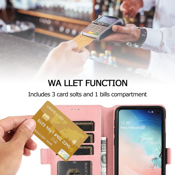 Samsung Galaxy S10e Retro Magnetic Closing Clasp Horizontal Flip Leather Case with Holder & Card Slots & Photo Frame & Wallet(Rose Gold)