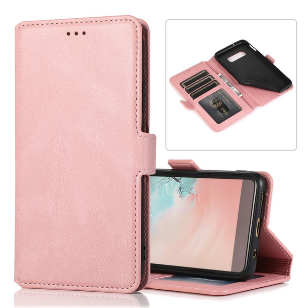 Samsung Galaxy S10e Retro Magnetic Closing Clasp Horizontal Flip Leather Case with Holder & Card Slots & Photo Frame & Wallet(Rose Gold)