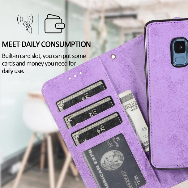 Samsung Galaxy S9+ Retro 2 in 1 Detachable Magnetic Horizontal Flip TPU + PU Leather Case with Holder & Card Slots & Photo Frame & Wallet(Purple)