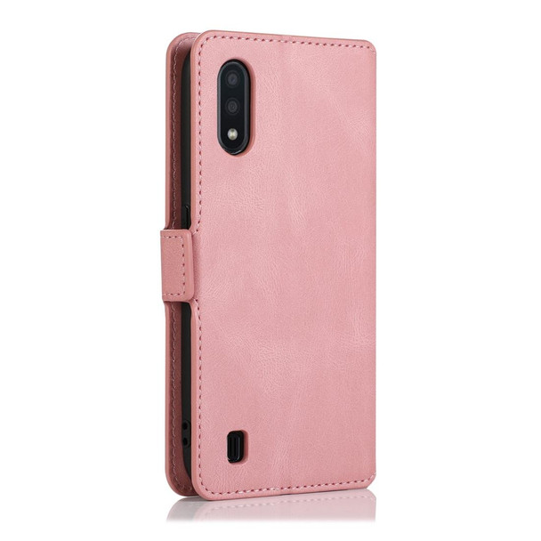 Samsung Galaxy A01 Retro Magnetic Closing Clasp Horizontal Flip Leather Case with Holder & Card Slots & Photo Frame & Wallet(Rose Gold)