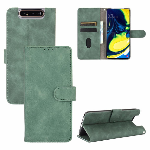 Samsung Galaxy A80 Solid Color Skin Feel Magnetic Buckle Horizontal Flip Calf Texture PU Leather Case with Holder & Card Slots & Wallet(Green)