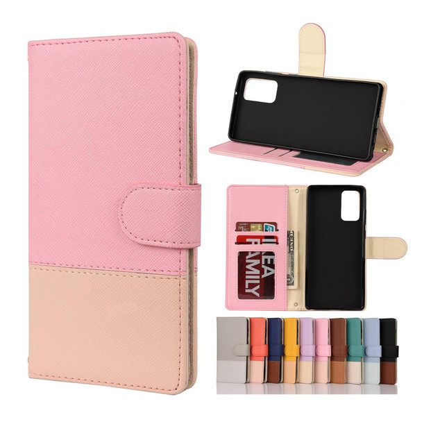 Samsung Galaxy Note20 Ultra Color Splicing Horizontal Flip Leather Case with Holder & Card Slots & Wallet & Photo Frame(Pink)